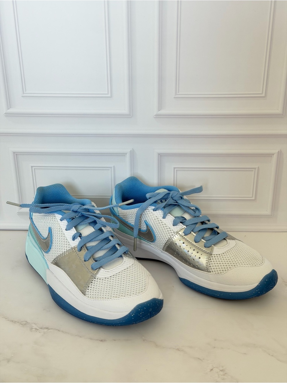Nike Ja 1 SE All-Star GS White Blue Silver Basketball Shoes US 5.5Y sneakers
